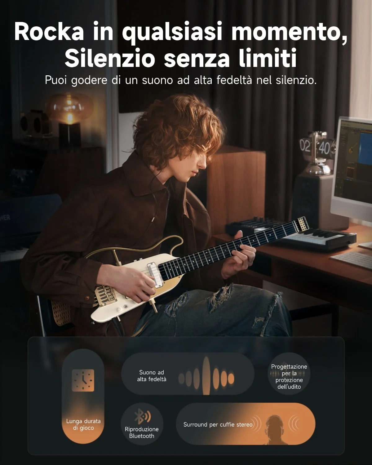 Donner HUSH X PRO Chitarra da viaggio versatile - Image 46