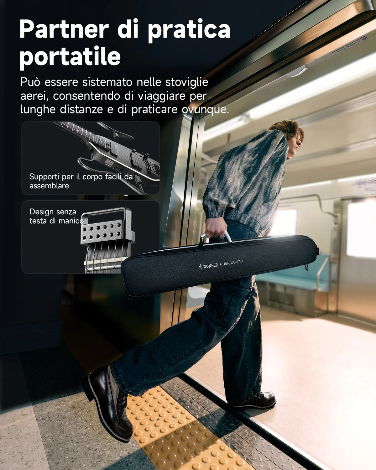 Donner HUSH X PRO Chitarra da viaggio versatile - Image 7