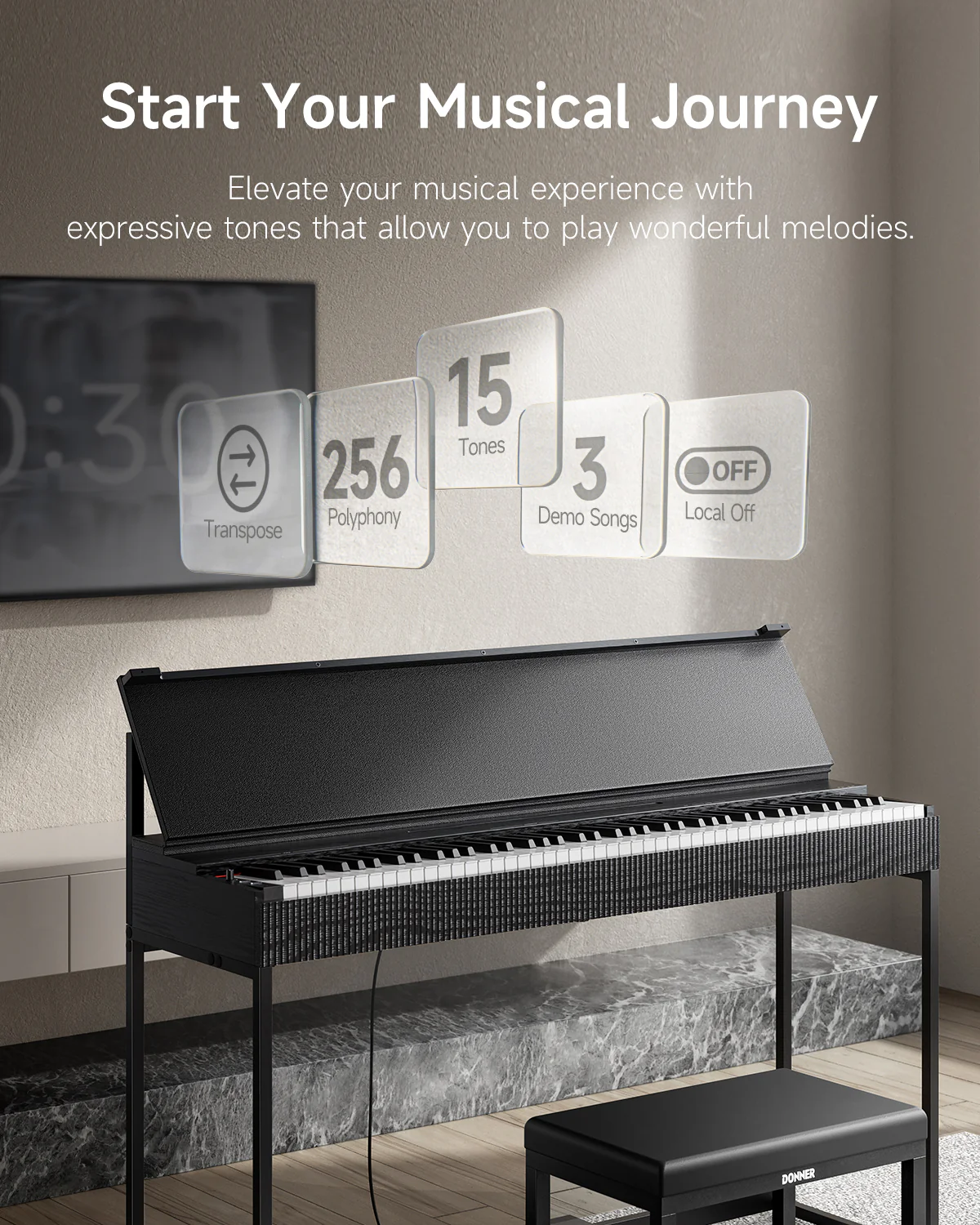 Donner OURA™ S300 Pianoforte digitalein stile casalingo - Image 9