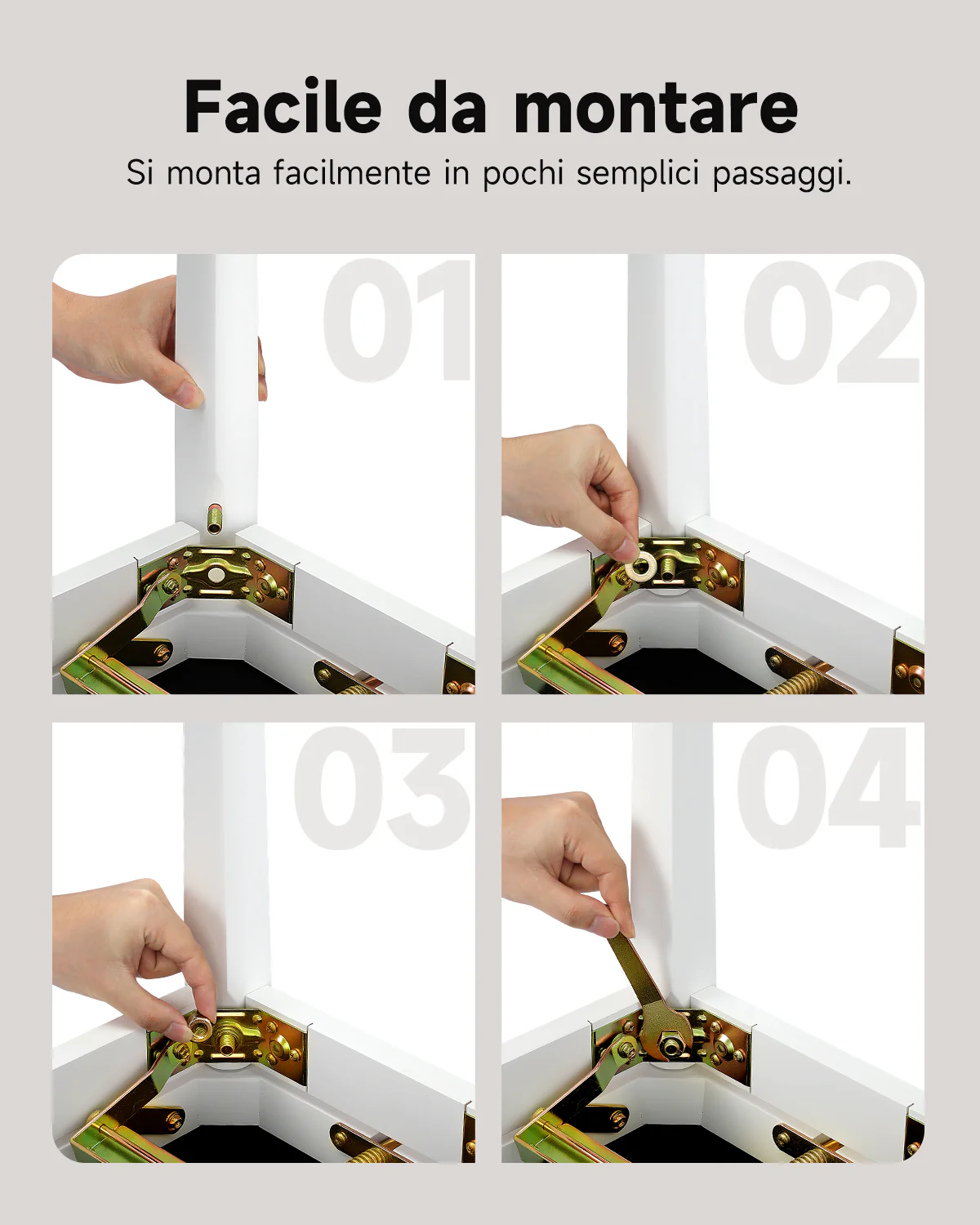 Donner Sgabello per pianoforte regolabile in altezza, bianco opaco - Image 6