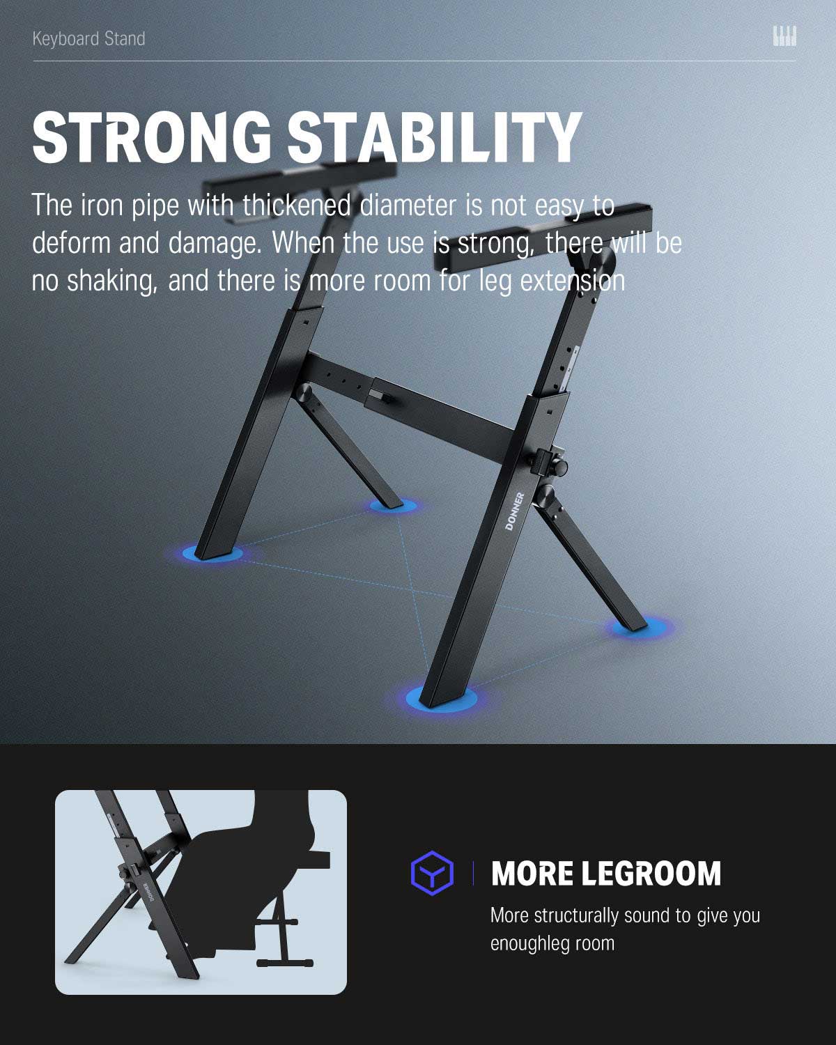Donner DKS-100 Supporto per tastiera a forma Z pieghevole - Image 4