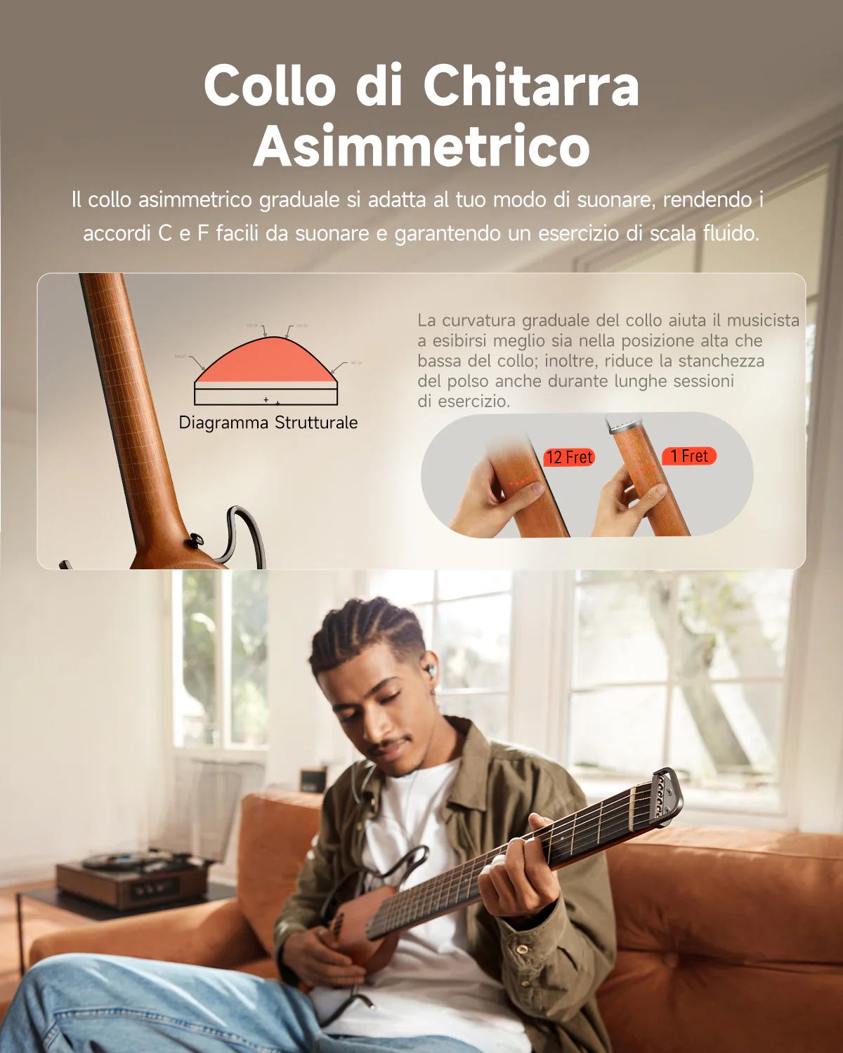 【Scatola aperta】Donner HUSH I Chitarra da viaggio ultraleggera e portatile - Image 12