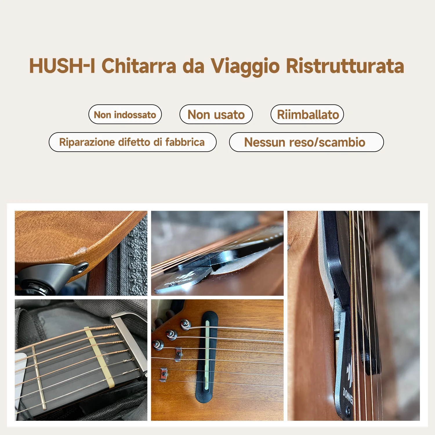 【Scatola aperta】Donner HUSH I Chitarra da viaggio ultraleggera e portatile - Image 5