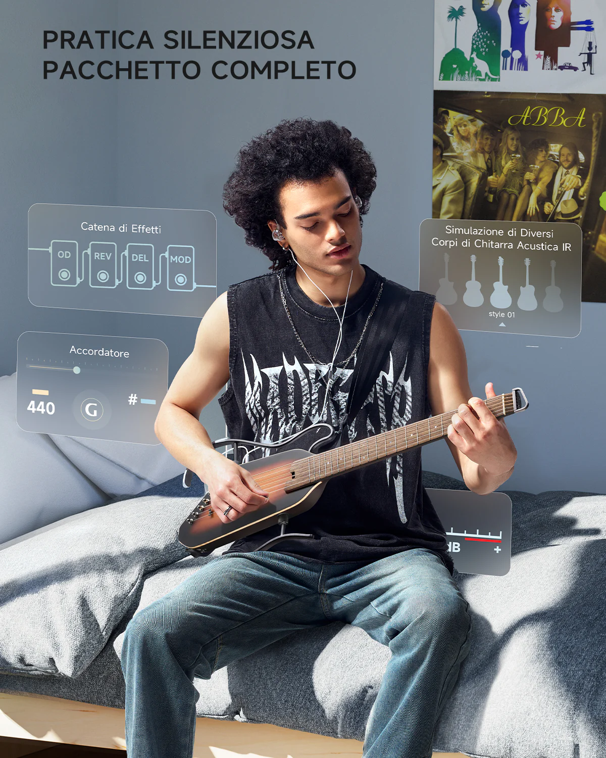 Donner HUSH I PRO Chitarra da viaggio - Image 29