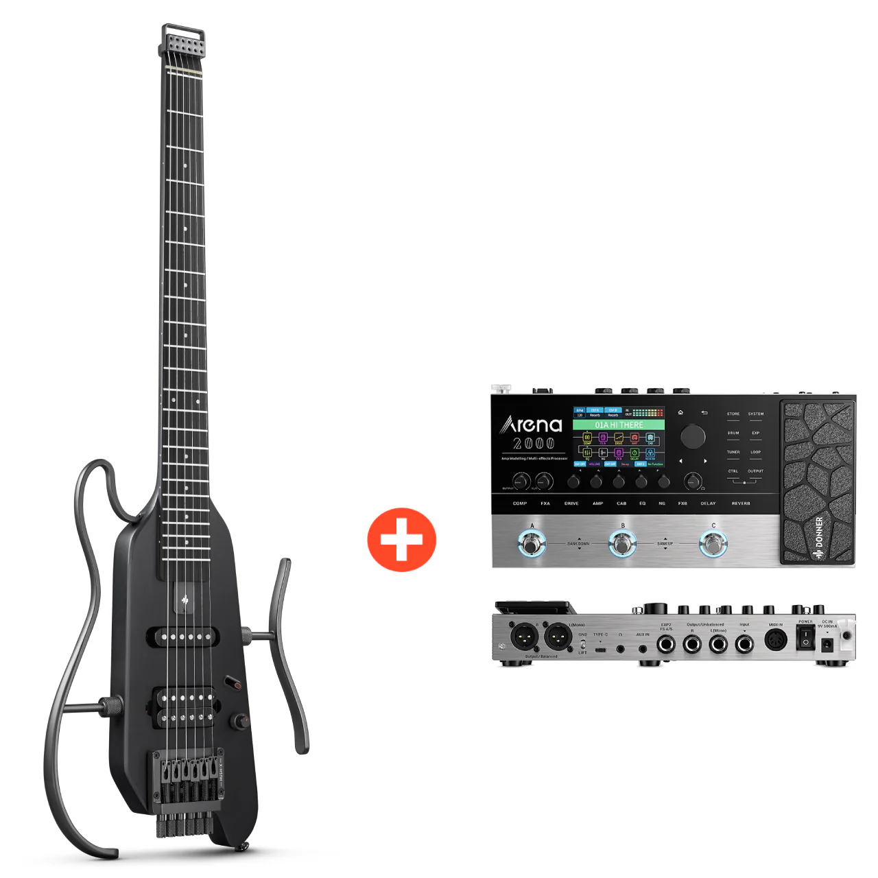 Donner HUSH X Chitarra elettrica da viaggio ultraleggera senza testa - Image 17