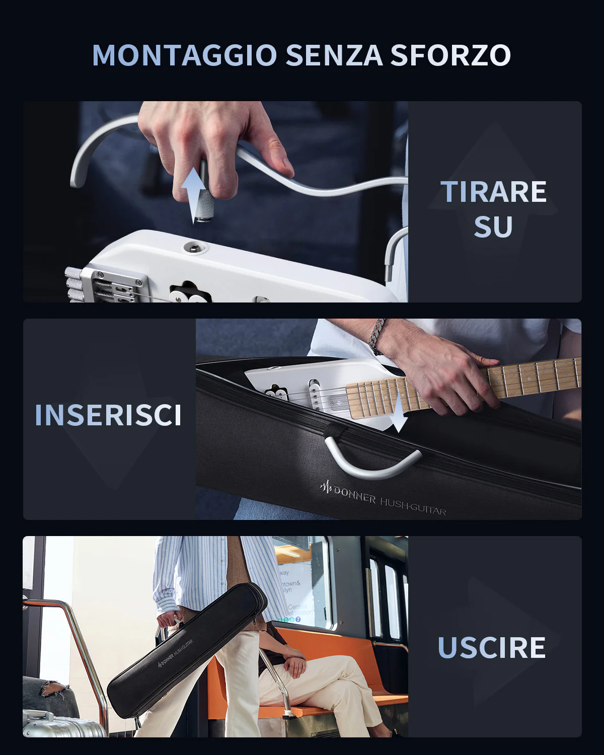 Donner HUSH X Chitarra elettrica da viaggio ultraleggera senza testa - Image 18