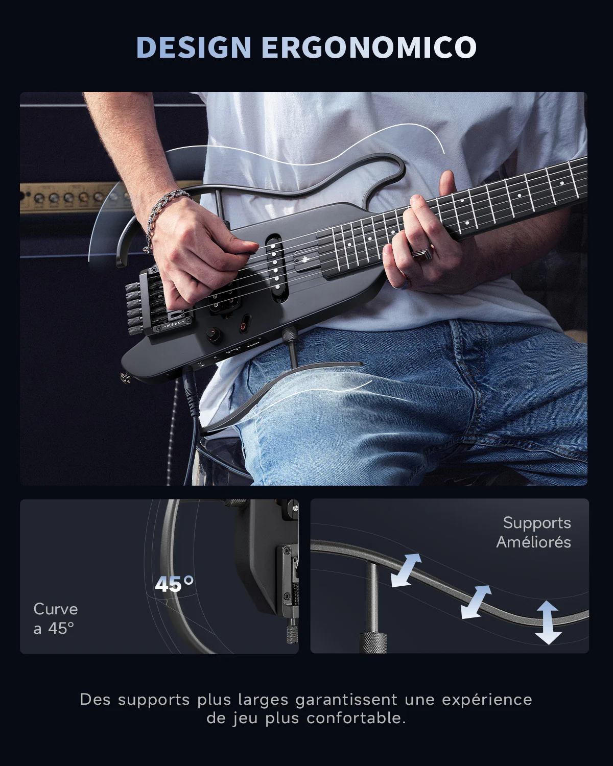 Donner HUSH X Chitarra elettrica da viaggio ultraleggera senza testa - Image 34