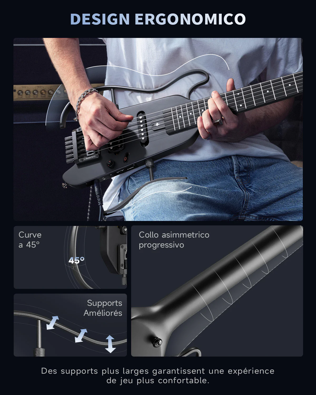 Donner HUSH X Chitarra elettrica da viaggio ultraleggera senza testa - Image 35