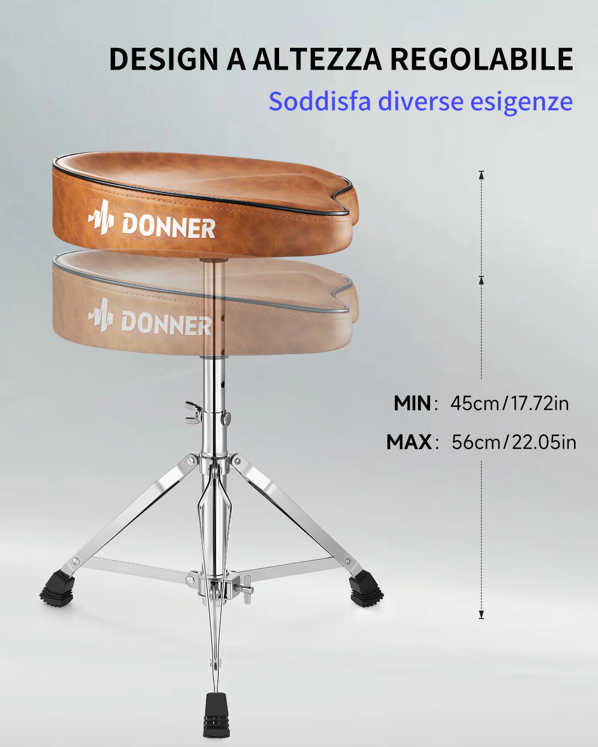 Sgabello per batteria Donner DT-50 marrone sottile - Image 5