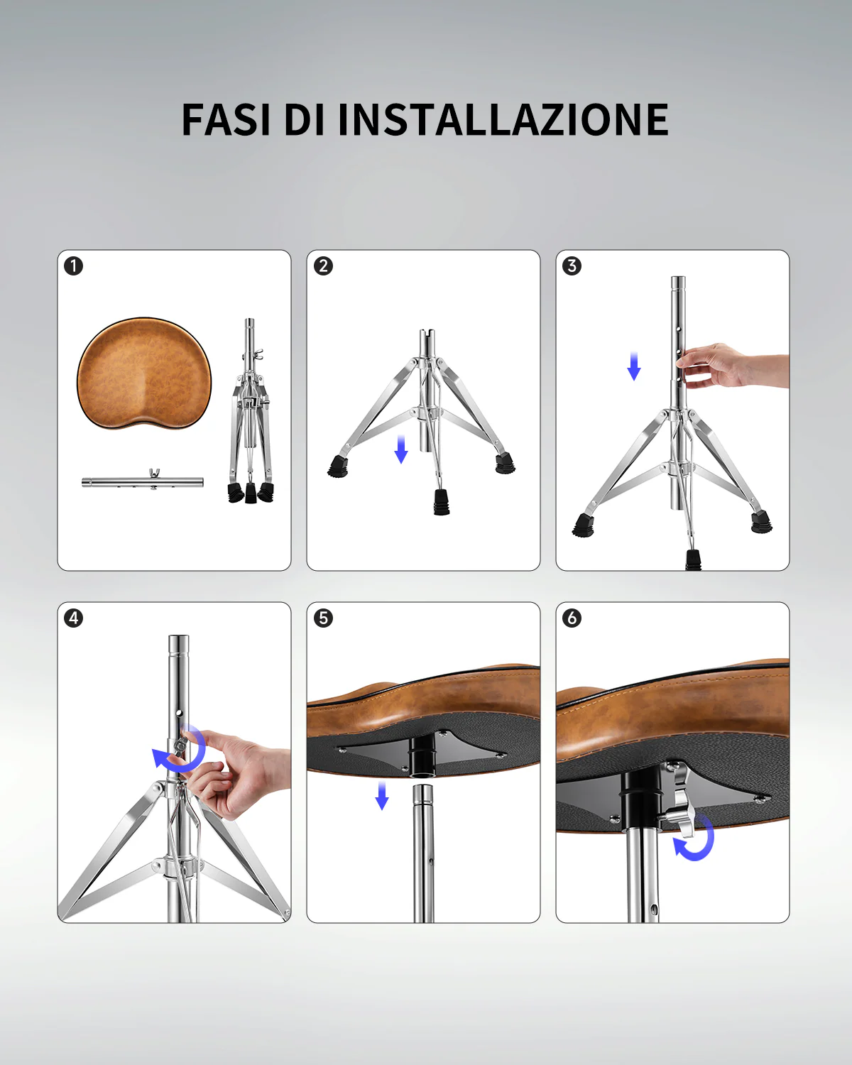 Sgabello per batteria Donner DT-50 marrone sottile - Image 6