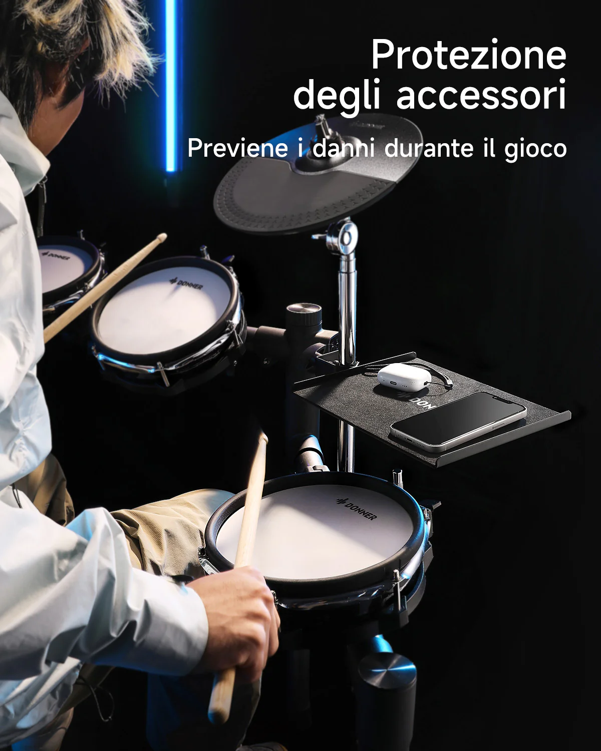 DONNER Vassoio Accessorio per Batteria Elettronica - Porta Telefoni e Tablet - Image 4