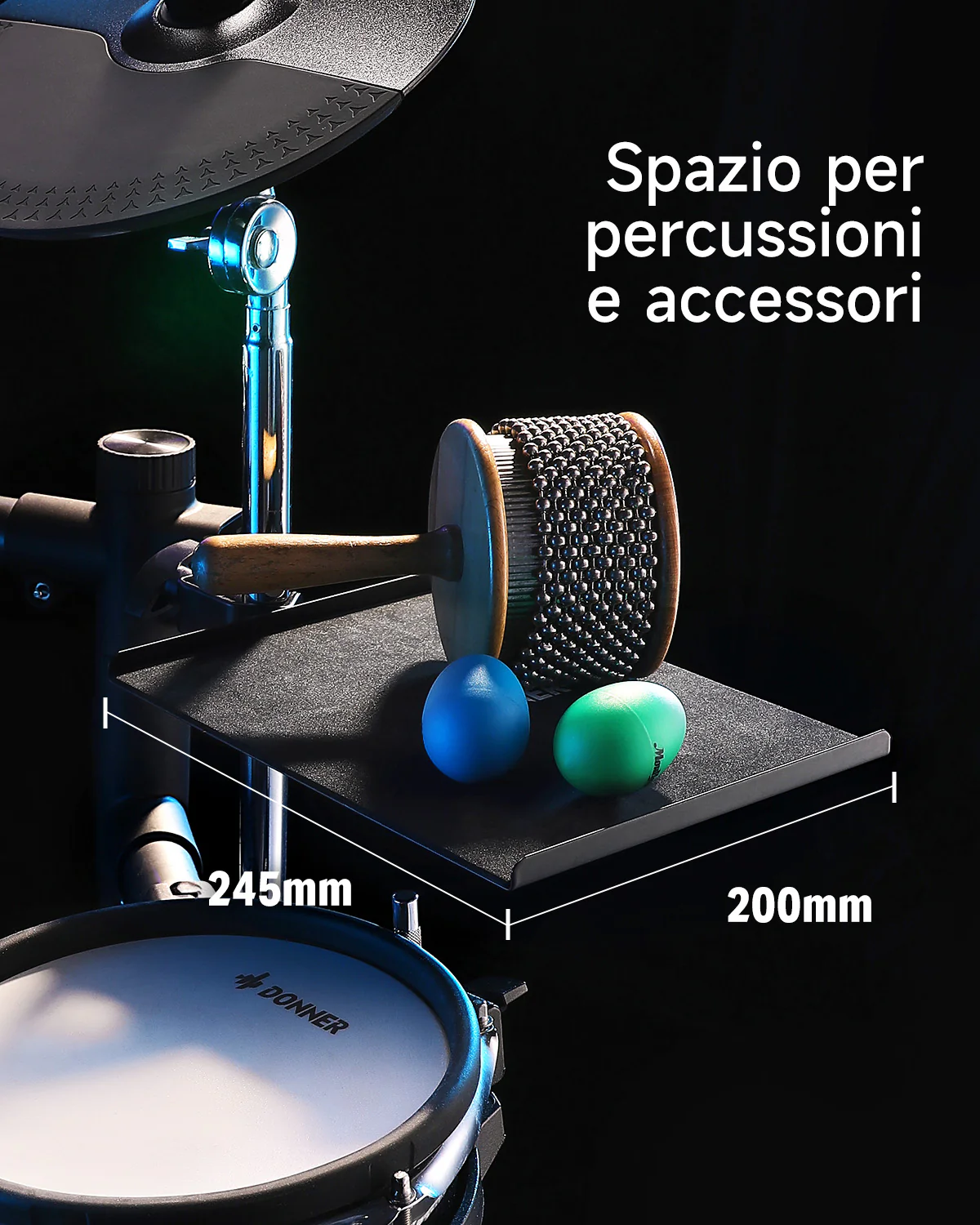 DONNER Vassoio Accessorio per Batteria Elettronica - Porta Telefoni e Tablet - Image 7